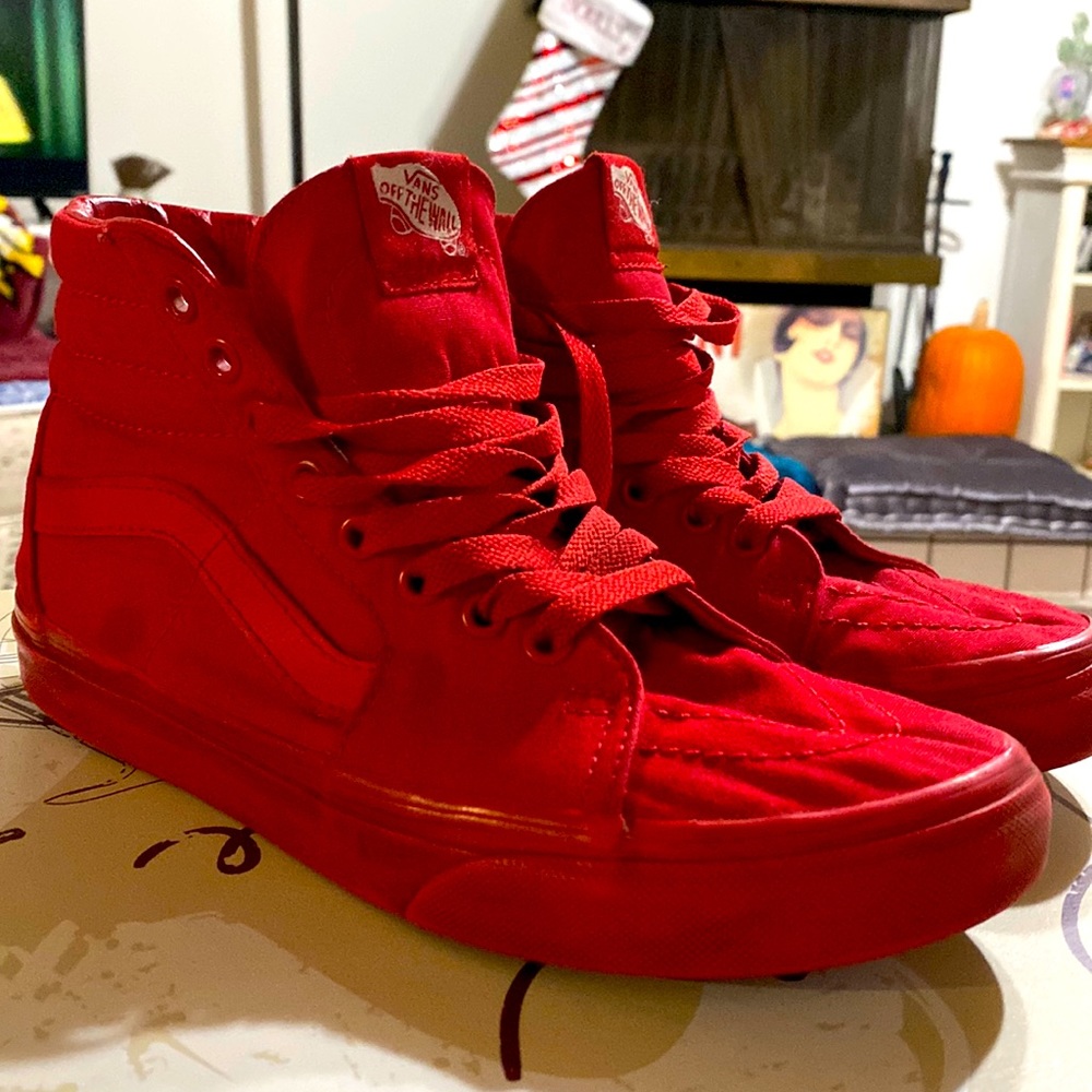 Vans MonoChromatic Red High Tops size 7.5 worn in